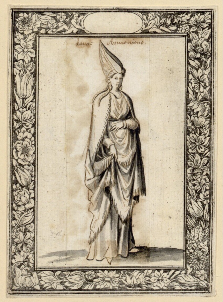 Sébastien Le Clerc (Metz 1637 - 1714 Paris) | Edelfrau aus Armenien | Displayed motifs: Miter, Clothing, Person, Woman, Angel, Human face, 
