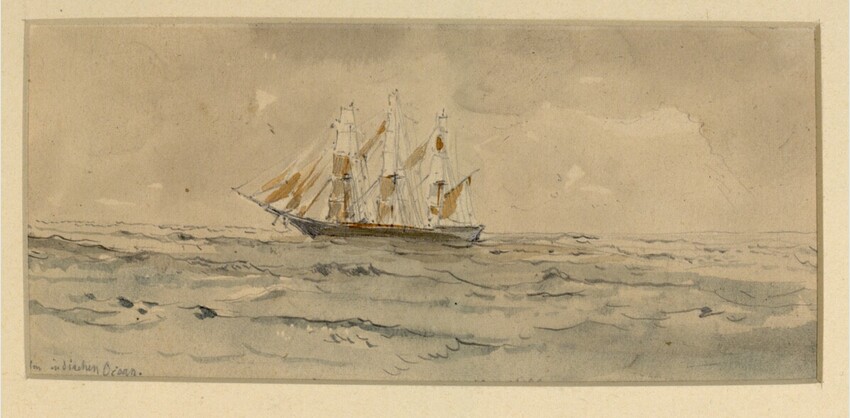 Josef Selleny (Wien 1824 - 1875 Inzersdorf) | Im indischen Ozean | Displayed motifs: Boat, 