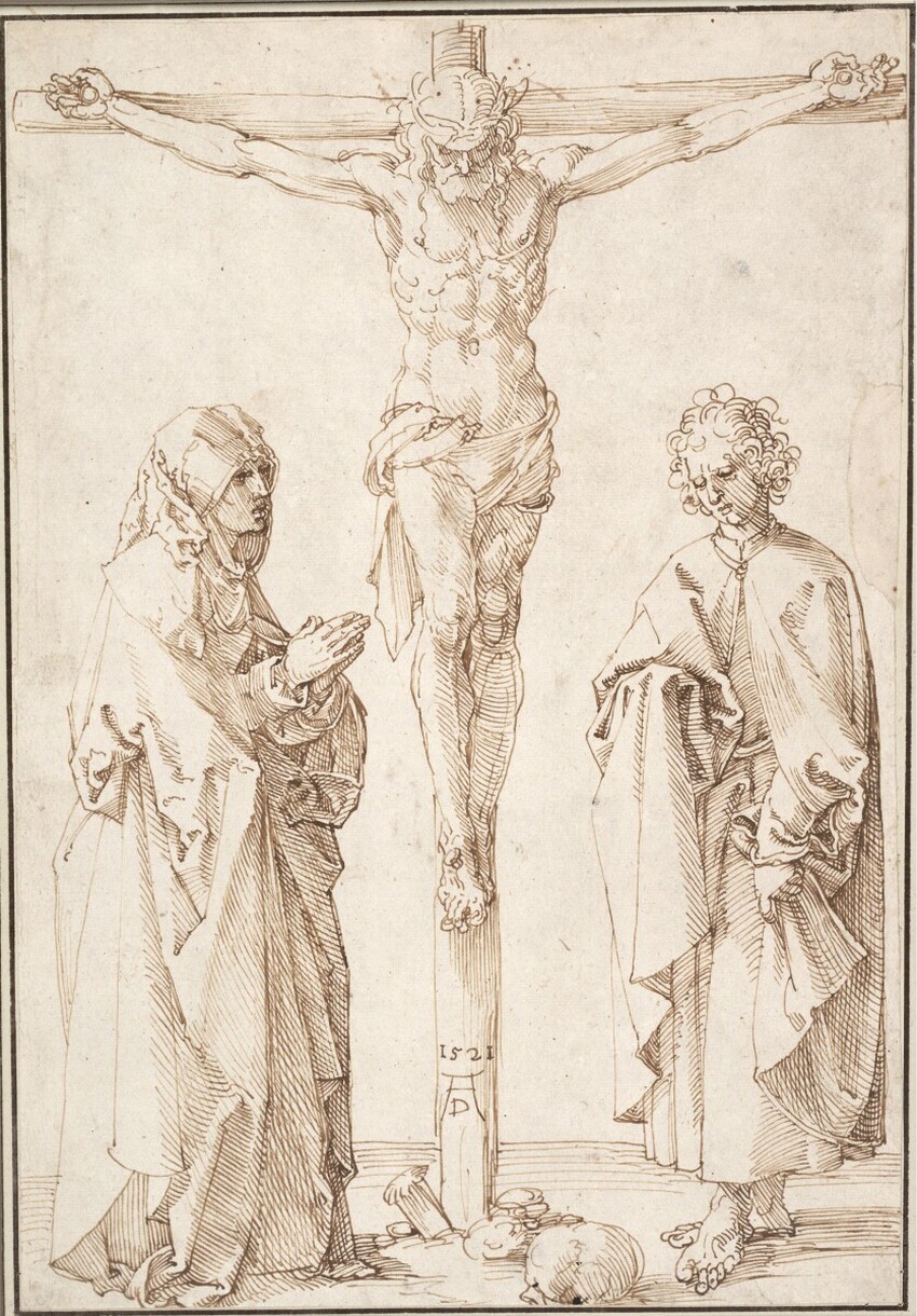 Albrecht Dürer (Nürnberg 1471 - 1528 Nürnberg) | Kreuzigung Christi | Displayed motifs: Veil, Wound, Clothing, Crucifixion, Person, Human face, Angel, 