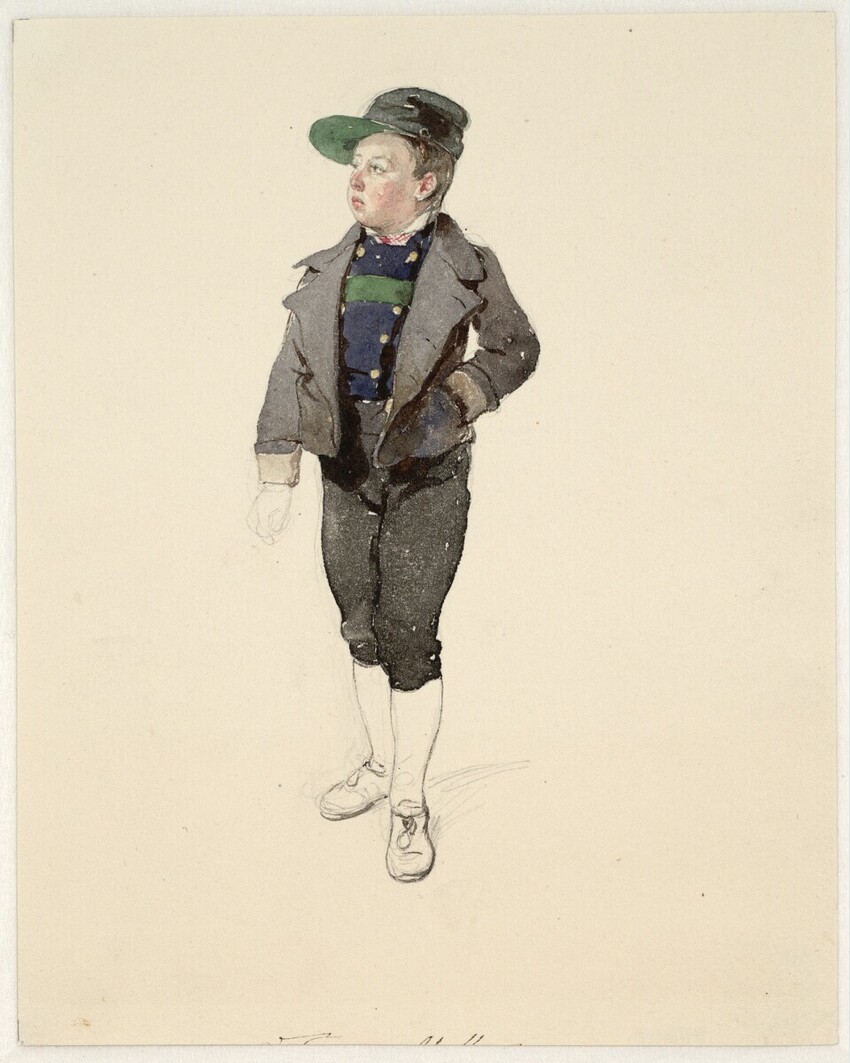 Peter Fendi (Wien 1796 - 1842 Wien) | Bauernbub (Blatt aus dem "Liechtensteinalbum", sog. Fendi-Album) | Displayed motifs: Footwear, Clothing, Human face, Person, Man, Hat, Coat, 