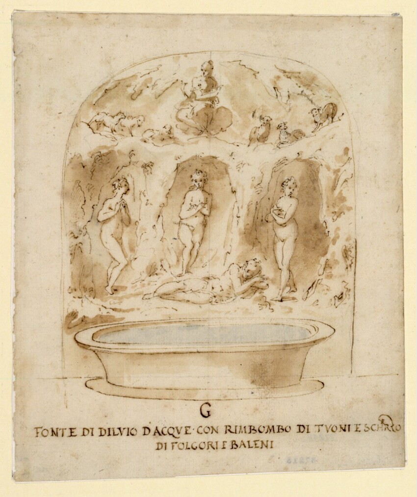 Giovanni Guerra (Modena um 1540/44 - 1618 Rom) | Pratolino, Piano terreno | Displayed motifs: Person, Bowl, Putto, Angel, 