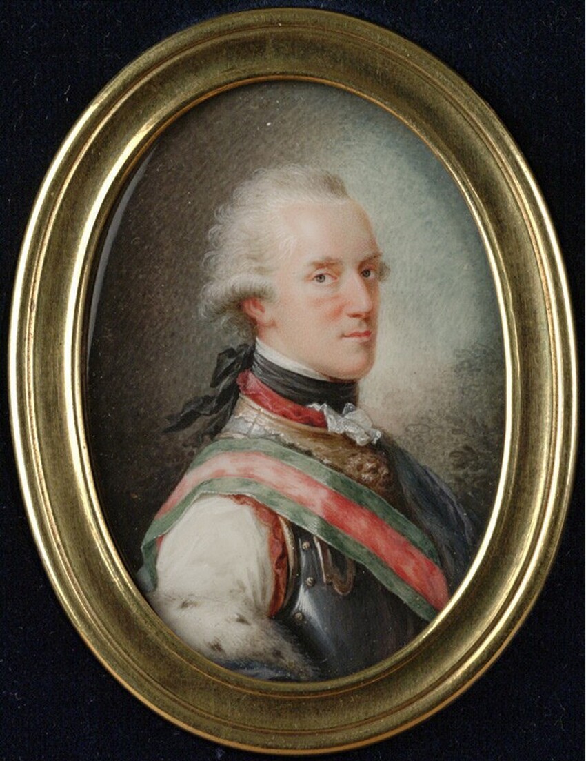 Heinrich Friedrich Füger (Heilbronn 1751 - 1818 Wien) | Herzog Albert von Sachsen-Teschen als Oberstinhaber seines Kürassierregiments | Displayed motifs: Human face, Clothing, Mirror, Woman, Person, Halo, 