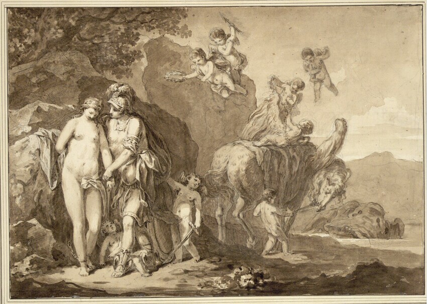 Johann Sebastian Bach (Berlin 1748 - 1778 Rom) | Perseus befreit Andromeda | Displayed motifs: Putto, Man, Person, Human face, Angel, Clothing, 