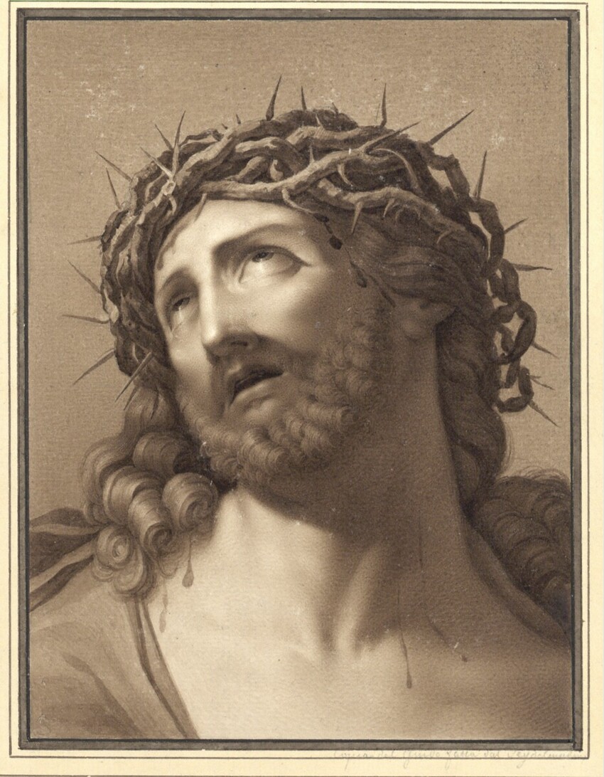 Crescentius Josephus Johannes Seydelmann (Dresden vor 1750 - 1829 Dresden) | Kopie nach Guido Reni: Christus mit der Dornenkrone | Displayed motifs: Human face, Thorn crown, Man, Clothing, 