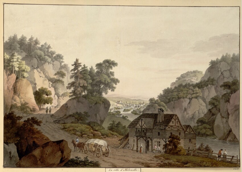 Lorenz Janscha (Radmannsdorf (Krain) 1749 - 1812 Wien) | Hohenelbe | Displayed motifs: Tree, Land vehicle, House, Building, 