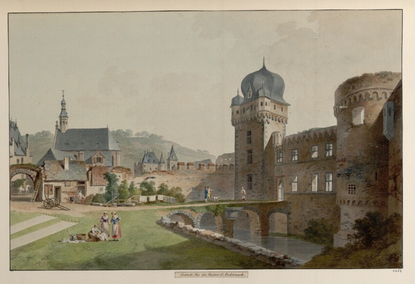 Lorenz Janscha (Radmannsdorf (Krain) 1749 - 1812 Wien) | Schloss Andernach | Displayed motifs: Castle, Tree, Tower, Building, 