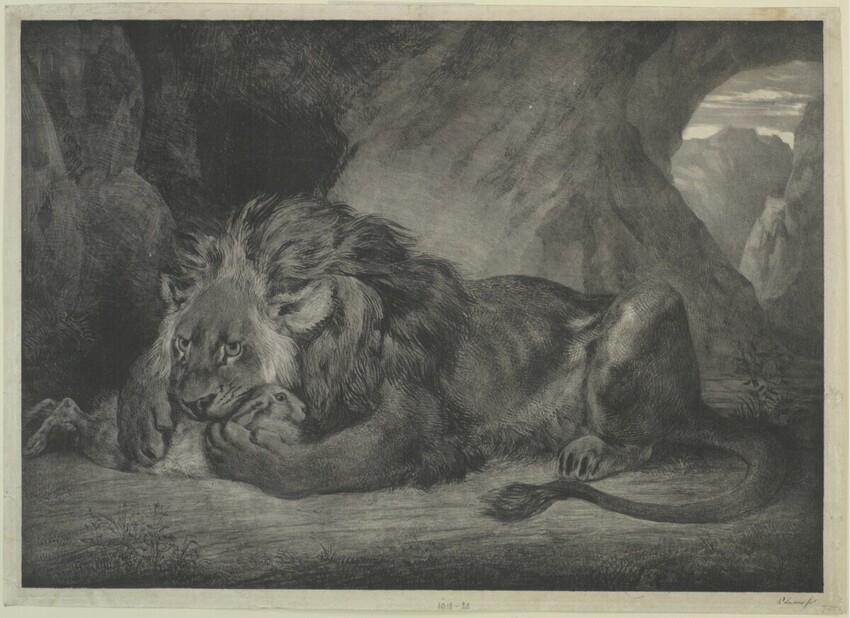 Eugène Delacroix (Charenton 1798 - 1863 Paris) | Lion de l'Atlas | Displayed motifs: Lion, Carnivore, 