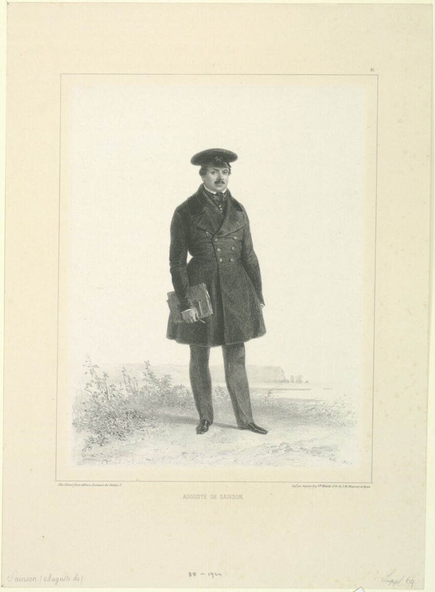 Auguste Raffet (Paris 1804 - 1860 Genua) | Auguste de Sainson | Displayed motifs: Coat, Footwear, Man, Person, 