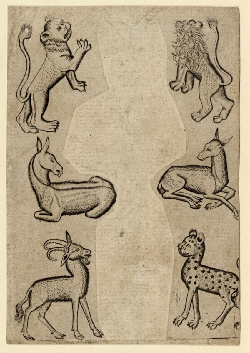 Anonym | Tier-Sechs B | Displayed motifs: Animal, Deer, Monkey, Dog, Carnivore, 