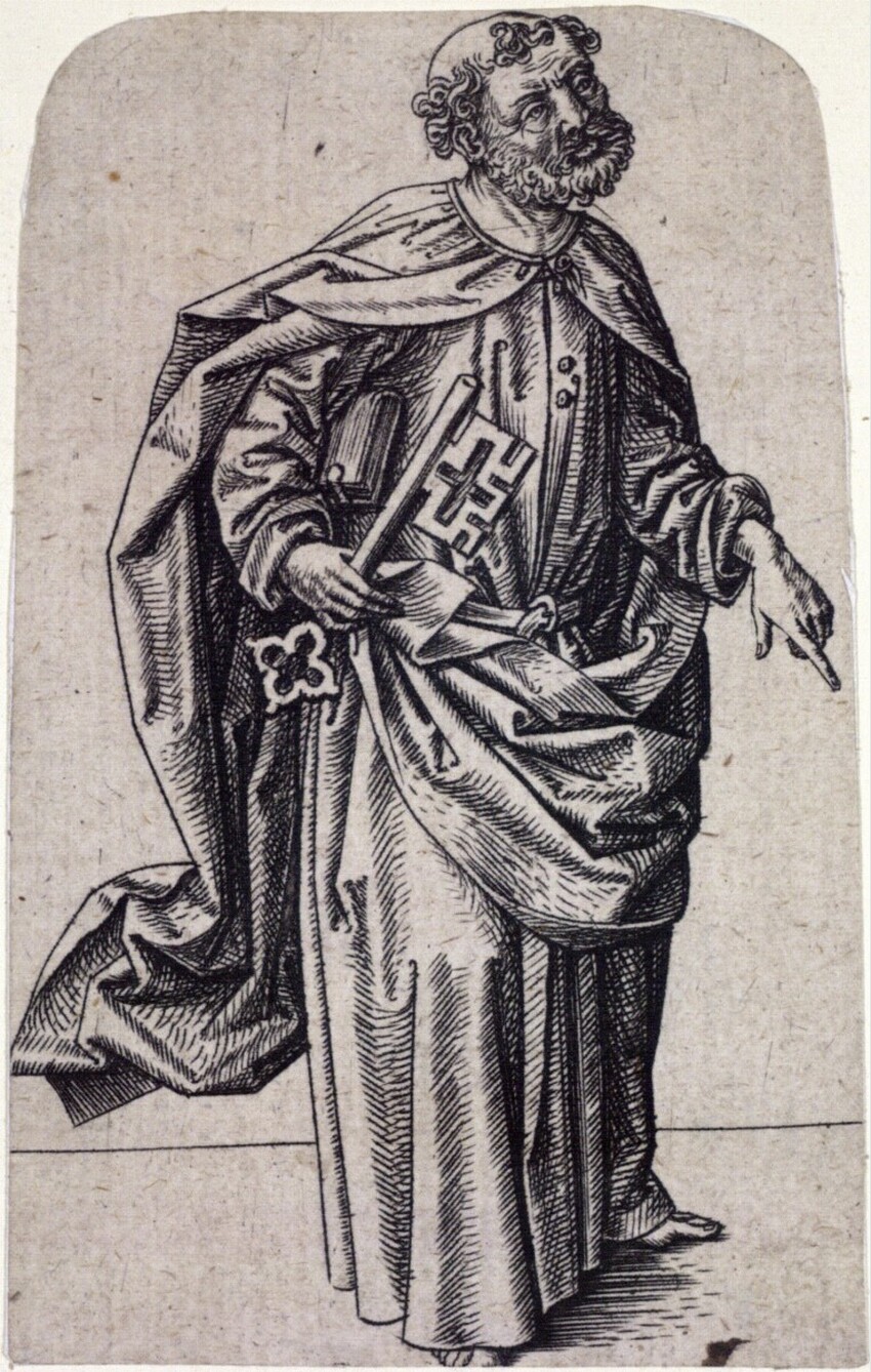 Meister FVB (Niederlande, um 1475 - 1500) | Petrus | Displayed motifs: Clothing, Human face, Man, Footwear, 