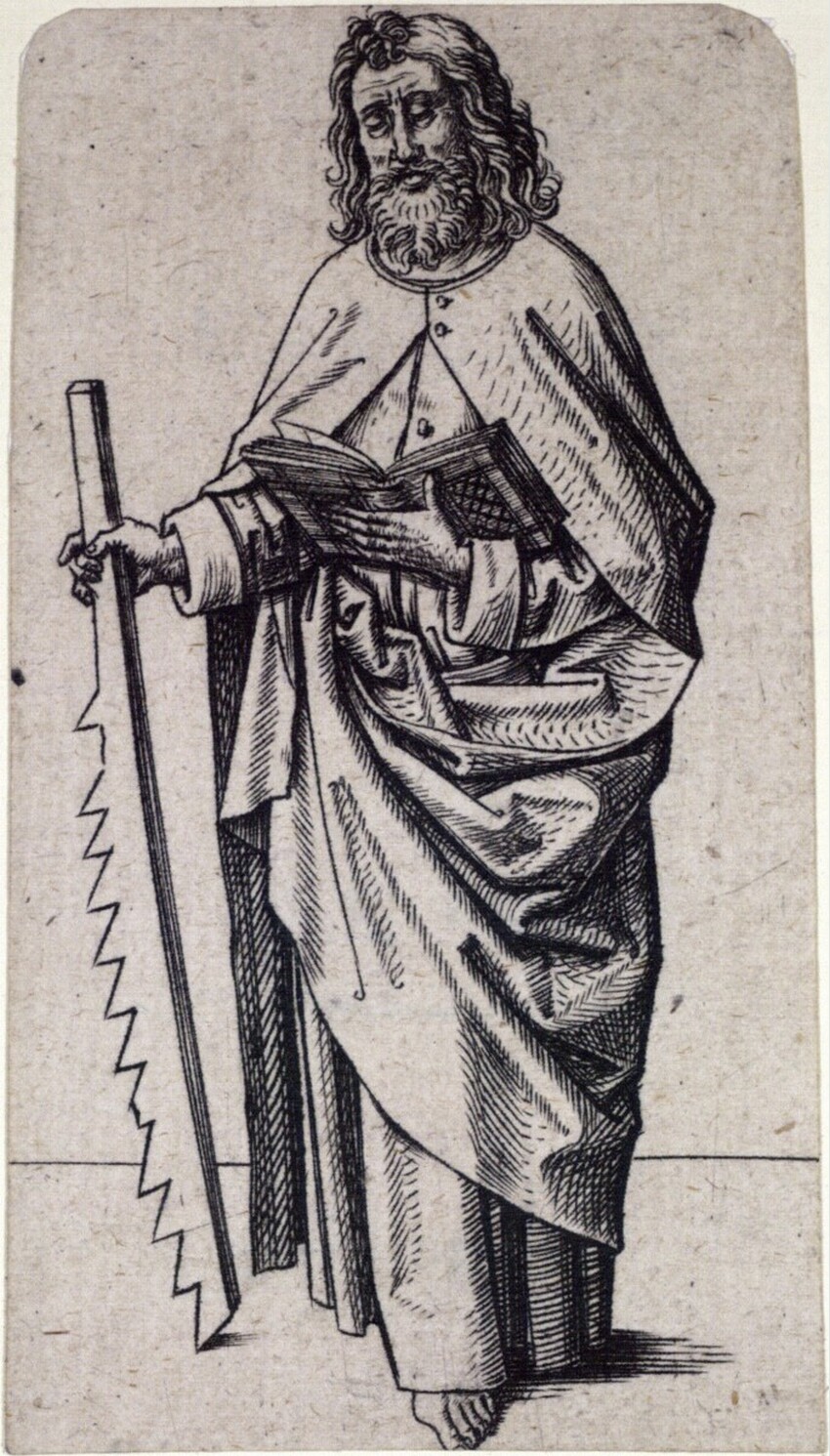 Meister FVB (Niederlande, um 1475 - 1500) | Judas Thaddäus | Displayed motifs: Clothing, Human face, Man, Person, 