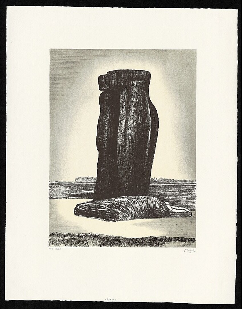 Henry Moore (Castleford (Yorkshire) 1898 - 1986 Much Hadham (Hertfordshire)) | Stonehenge VIII; Sentinel | Displayed motifs: Vase, 