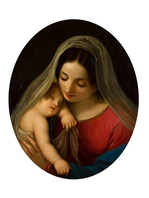 Diodato Massimo | Madonna und Kind | Displayed motifs: Human face, Clothing, Girl, Veil, Woman, 