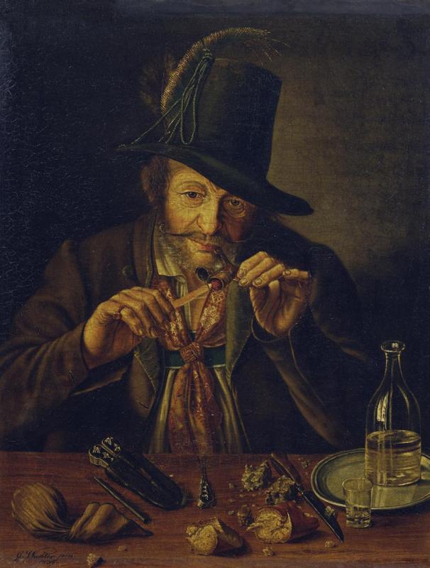 Georg Wachter | Baldhauser Schandl | Displayed motifs: Human face, Footwear, Hat, Drink, Person, Bottle, Clothing, 