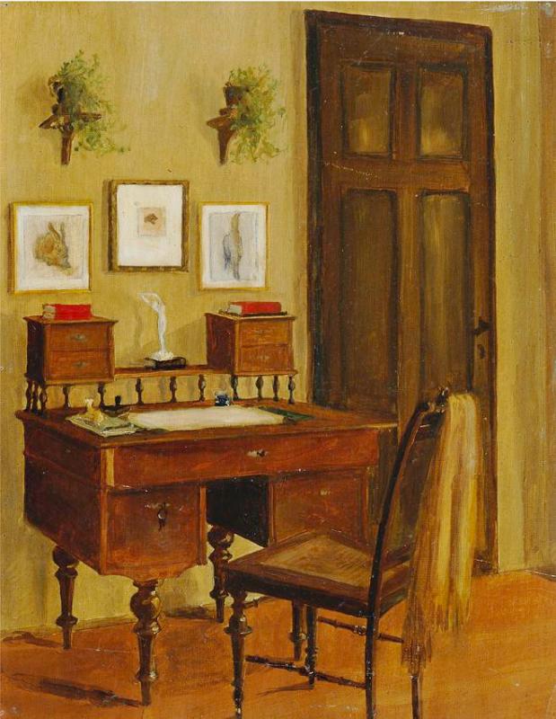 Josef Wawra | Interieur | Displayed motifs: Chair, Door, Desk, House, Nightstand, Table, Building, 
