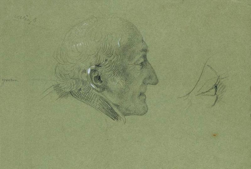 Johann Peter Krafft | Porträtstudie zur "Heimkehr des Landwehrmannes" (1820) | Displayed motifs: Human face, Insect, Man, Person, Human head, 