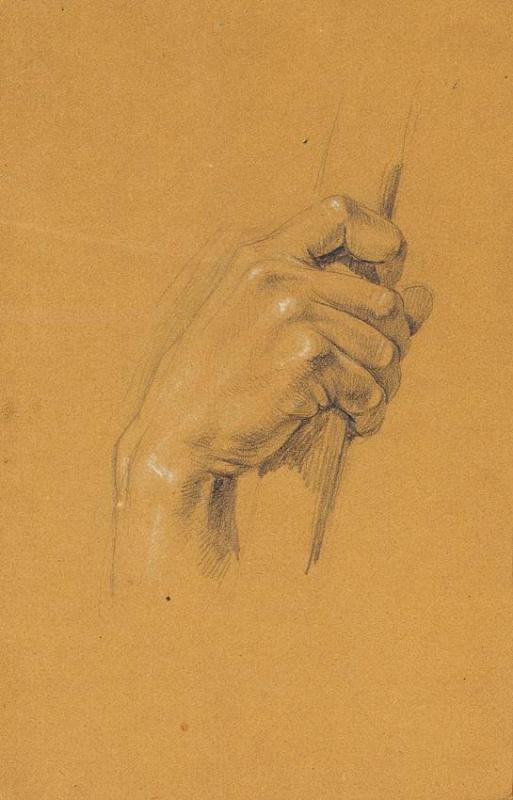 Johann Peter Krafft | Handstudie zu "Ossian und Malvina" | Displayed motifs: Human hand, Putto, Animal, Person, 