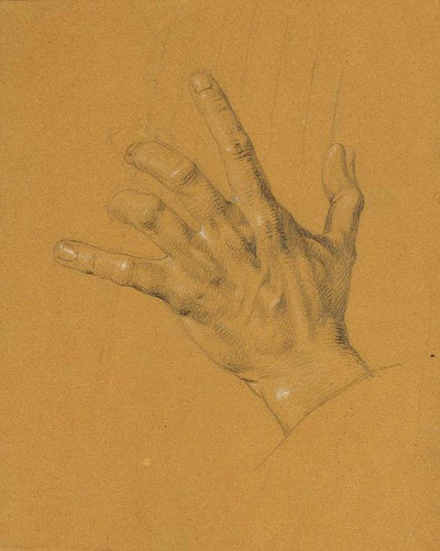 Johann Peter Krafft | Handstudie zu "Ossian und Malvina" | Displayed motifs: Putto, Human hand, 