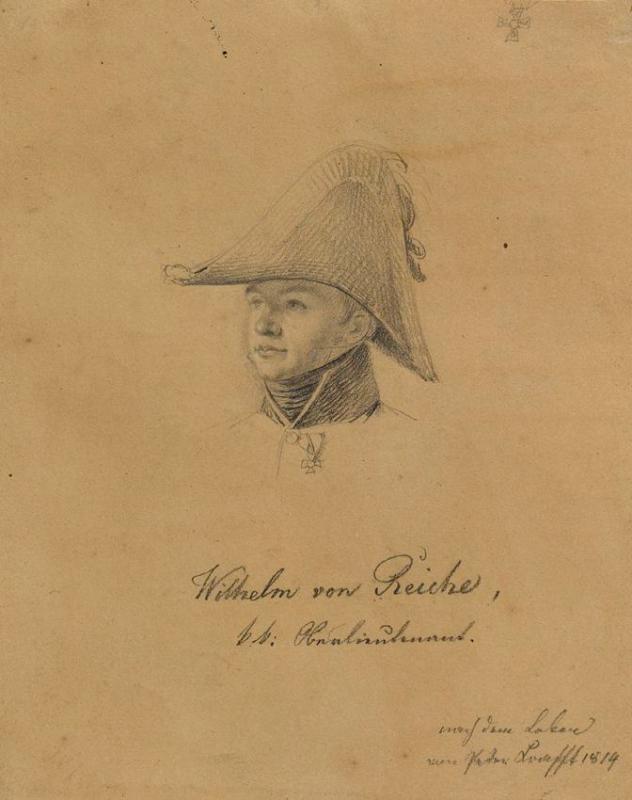 Johann Peter Krafft | Wilhelm von Reiche | Displayed motifs: Human face, Miter, Person, Clothing, Hat, Sun hat, Halo, 