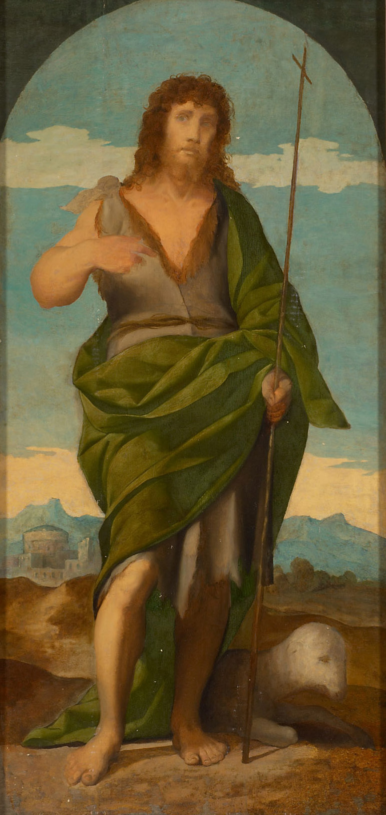 Jacopo Negretti | Johannes der Täufer | Displayed motifs: Clothing, Human face, Sea lion, Person, Animal, Latin cross, Woman, 