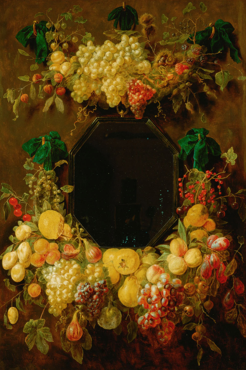 Adriaen van Utrecht | Fruchtgehänge | Displayed motifs: Flower, Lemon, Halo, Angel, Plant, 