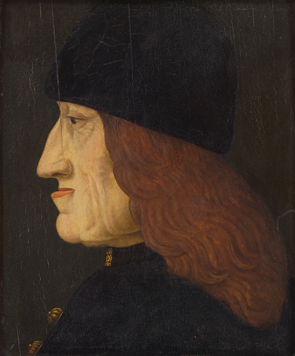 Mailand | Kaiser Friedrich III. (1415-1493), Profilbildnis | Displayed motifs: Human face, Person, Earrings, Clothing, Woman, Man, Human nose, 