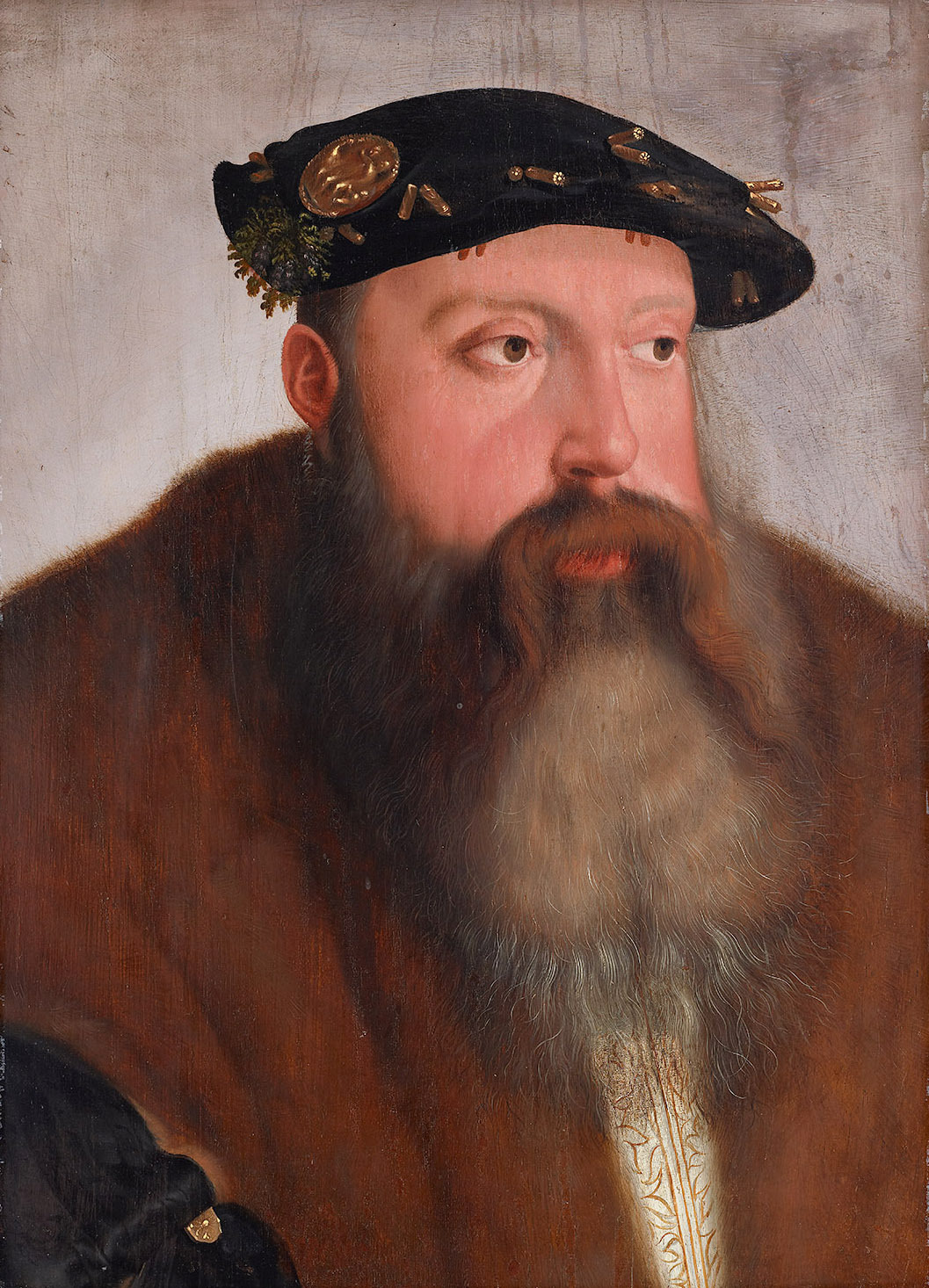 Anonym | Herzog Ludwig X. von Bayern (1495-1545), Brustbild | Displayed motifs: Human face, Man, Hat, Halo, Thorn crown, Clothing, 