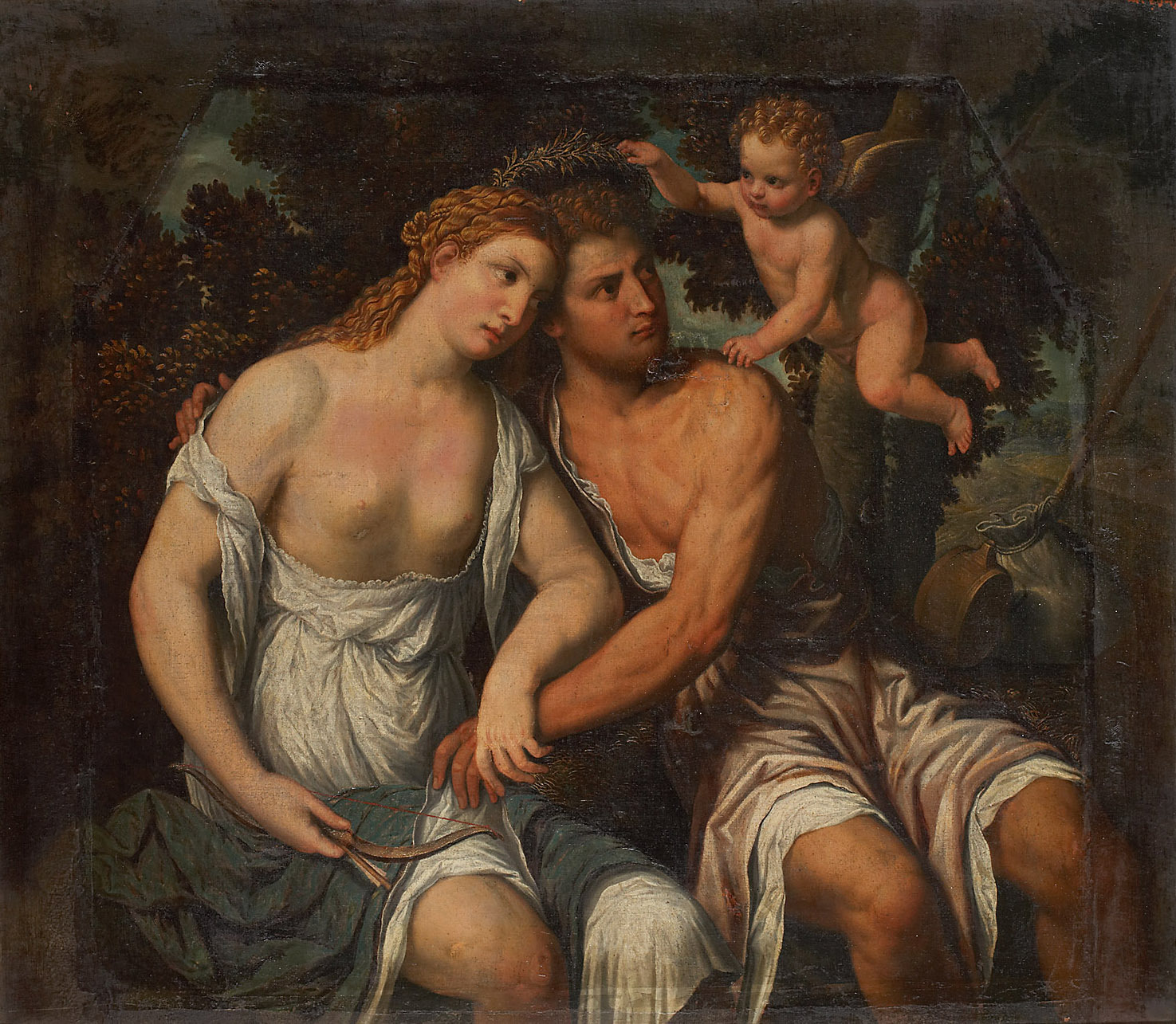 Paris Paschalinus Bordon | Venus und Adonis | Displayed motifs: Putto, Boy, Human face, Man, Clothing, Madonna, Woman, 