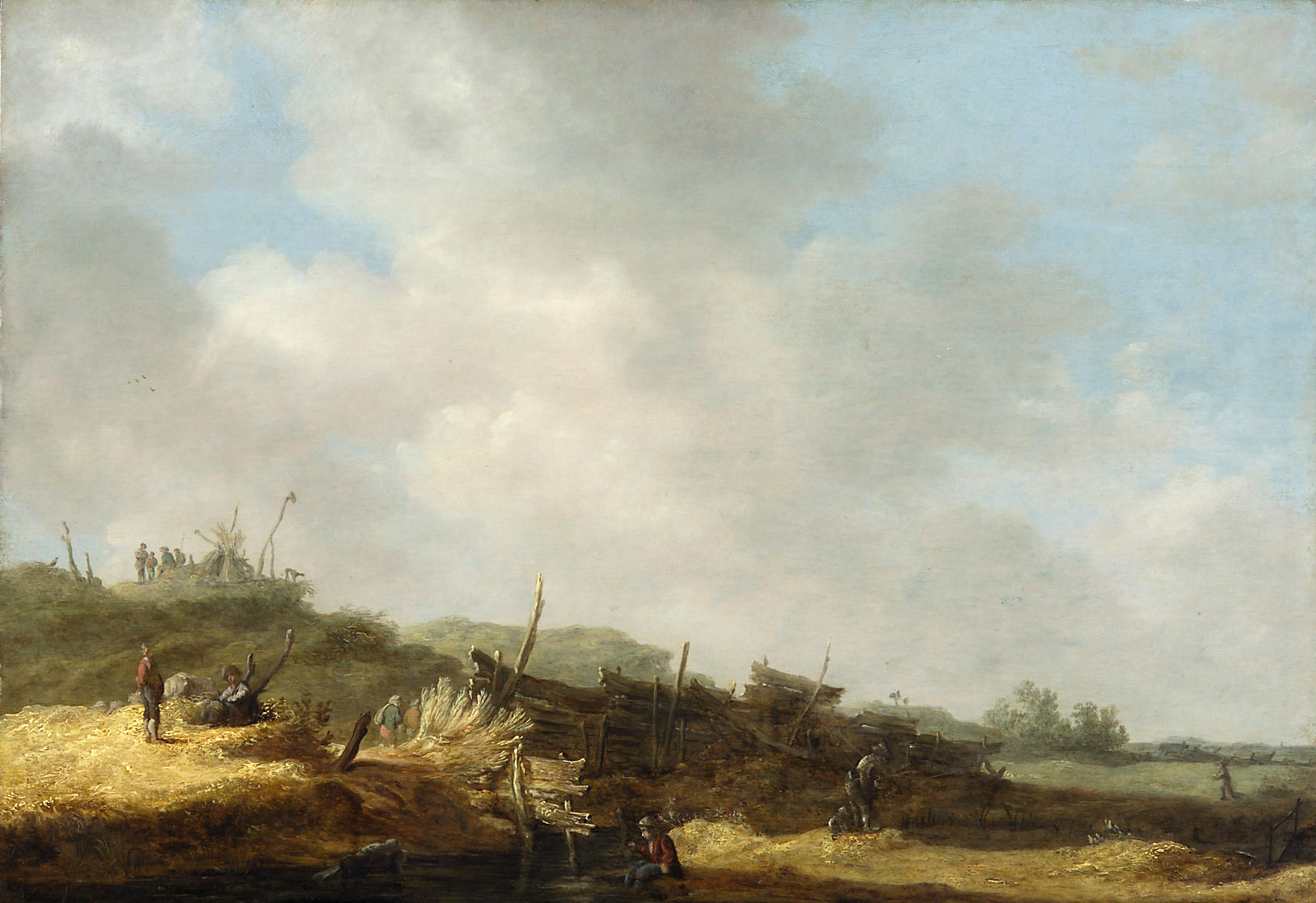 Jan van Goyen (?) | Dünenlandschaft | Displayed motifs: Person, Mammal, Tree, 