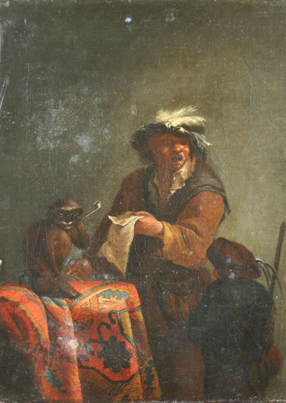 neznámý malíř holandský | Čtenář dopisu | Displayed motifs: Human face, Monkey, Clothing, Man, Person, 