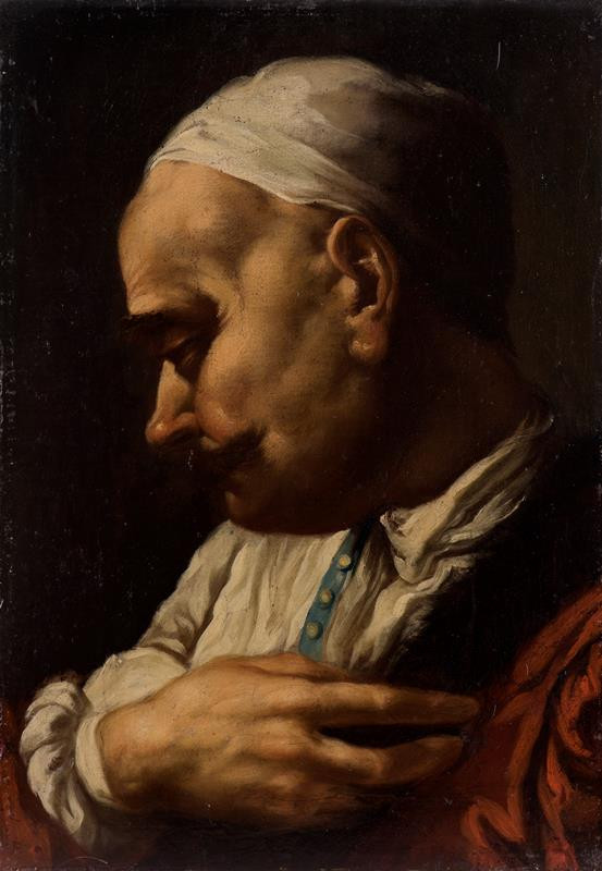 Giovanni Battista Piazzetta - podle | Poprsí Levantince | Displayed motifs: Human face, Man, Clothing, Human hand, Human ear, Human nose, Human head, 