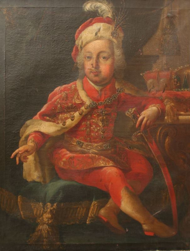 neznámý malíř rakouský (?) | Portret císaře Josefa II. jako pětiletého hocha v uherském kroji | Displayed motifs: Human face, Person, Clothing, Man, Putto, 