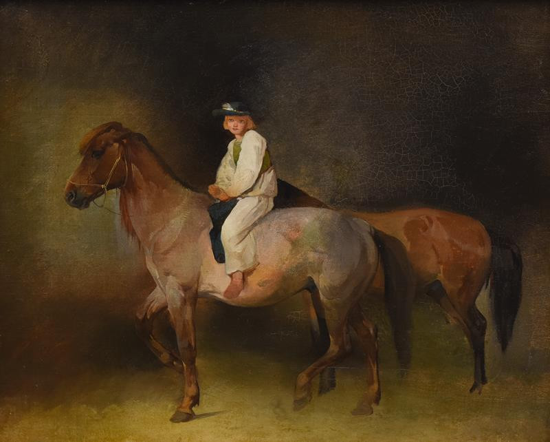 neznámý malíř český | Muž s koněm | Displayed motifs: Horse, Cattle, Person, Clothing, Angel, 