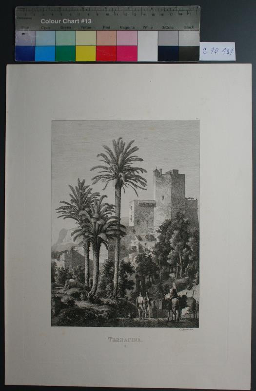 Carl Ferdiand Sprosse | Terracina II. in Rom 32 Originalradirungen | Displayed motifs: Palm tree, Tree, 