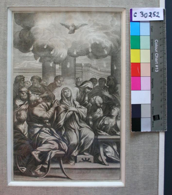 Ignác Zeidler | Seslání Ducha sv. | Displayed motifs: White dove, Veil, Coat of arms, Human face, Man, Clothing, Bird, 
