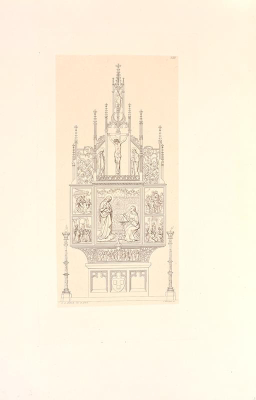 Konrad (Conrád) Wiesner | Návrh na oltář P. Marie | Displayed motifs: Building, Coat of arms, Furniture, 