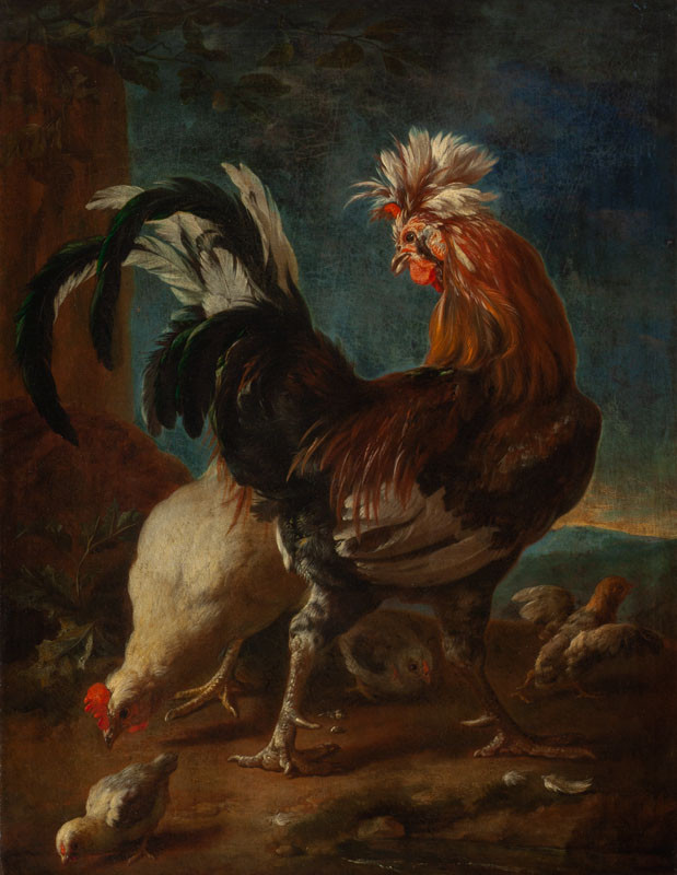 Franz Werner Tamm | Kohout a slepice | Displayed motifs: Chicken, White dove, Bird, Angel, Animal, 