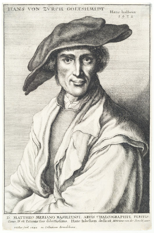 Václav Hollar - rytec, Hans Holbein - inventor | Hans von Zürch | Displayed motifs: Human face, Man, Hat, Clothing, Halo, 