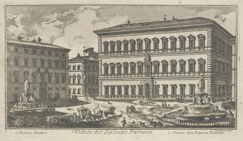 Domenico Montegu | Palazzo Farnese v Římě | Displayed motifs: Building, Boat, House, 