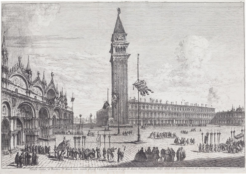 Michele Marieschi - rytec | Náměstí sv. Marka | Displayed motifs: Tower, Building, 