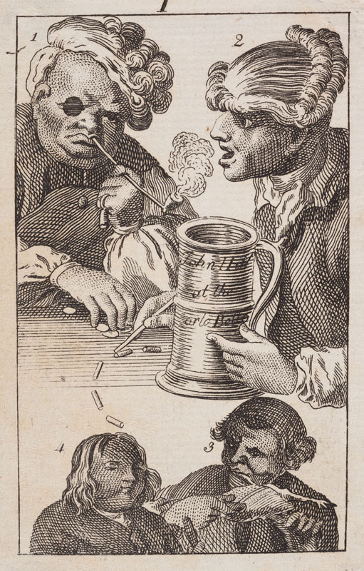 Ernst Ludwig Riepenhausen - rytec, William Hogarth - inventor | Ilustrace pro Göttinger Taschenkalender | Displayed motifs: Human face, Clothing, Man, Person, 