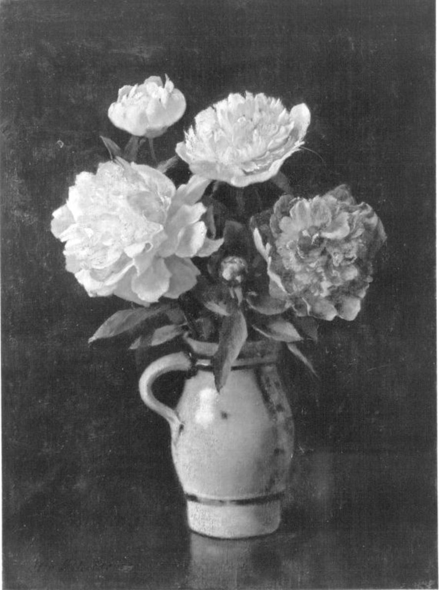 Otto Scholderer | Pfingstrosen | Displayed motifs: Flower, Rose, Vase, Flowerpot, 