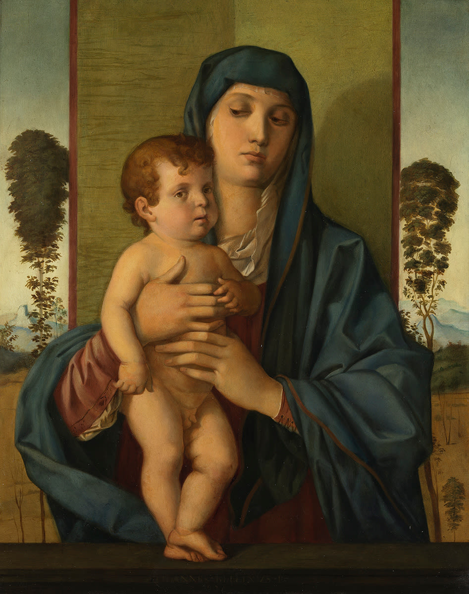 August Wolf | Madonna (nach Giovanni Bellini) | Displayed motifs: Human face, Boy, Clothing, Madonna, Woman, Plant, Man, 