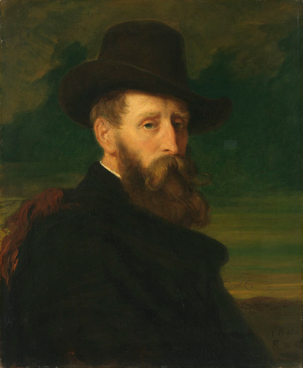 Carl Rahl | Der Landschaftsmaler Ernst Willers | Displayed motifs: Man, Human face, Clothing, Halo, Fedora, Human beard, 