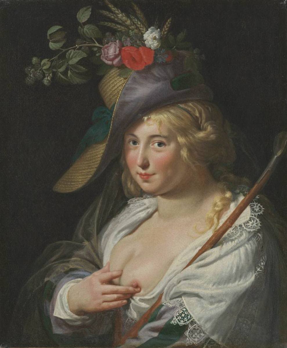 Paulus Moreelse | Die blonde Schäferin | Displayed motifs: Human face, Woman, Flower, Clothing, Rose, Madonna, 