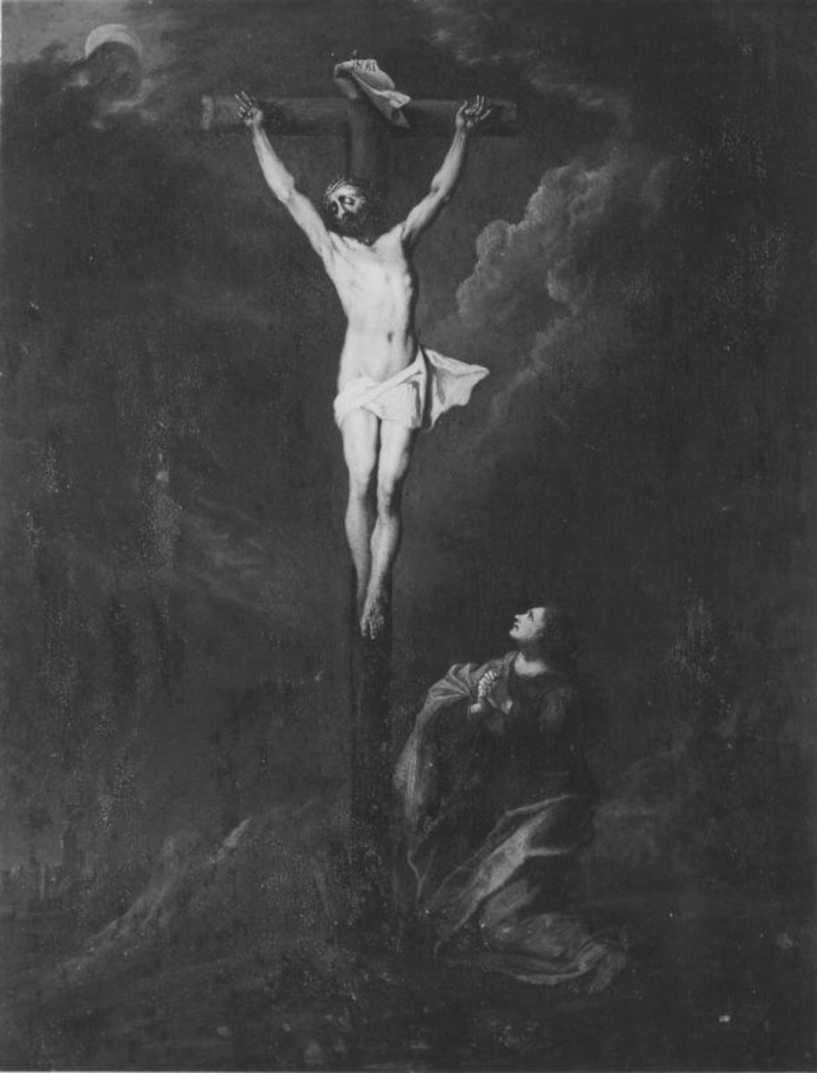 Jean-Marie Delattre | Christus am Kreuz | Displayed motifs: Crucifixion, Man, Wound, Clothing, Person, Human face, Halo, 