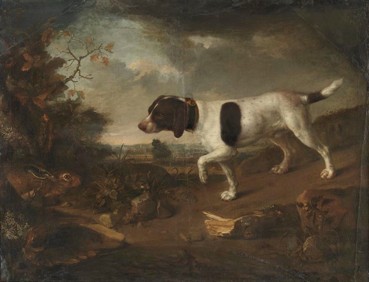 Johann Christian von Mannlich | Hund und Hase | Displayed motifs: Dog, Animal, Tree, 
