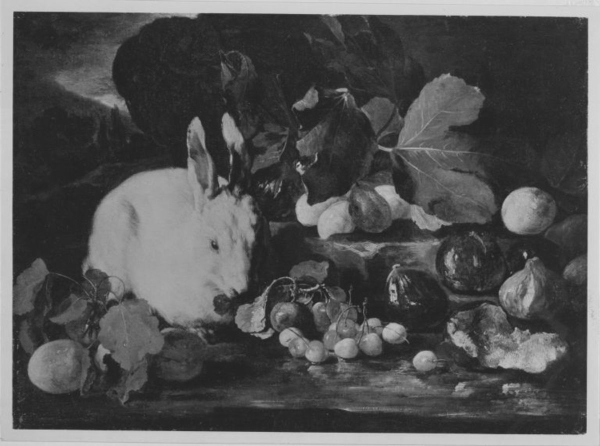 Franz Werner von Tamm | Stillleben mit Kaninchen | Displayed motifs: Rabbit, Wheel, 