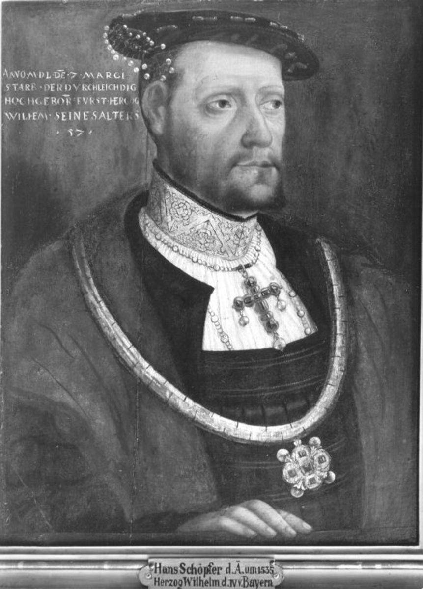 Hans Schöpfer d. Ä. | Herzog Wilhelm IV. von Bayern | Displayed motifs: Human face, Man, Hat, Clothing, Halo, Fashion accessory, 