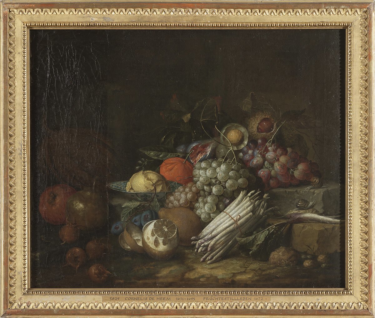 Jan Pauwel Gillemans | Früchtestillleben | Displayed motifs: Vegetable, Halo, Apple, 
